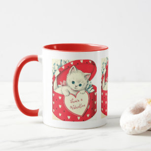 Cute retro vintage cat Valentine Mug