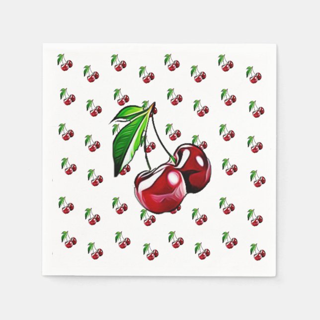 Cute Retro Vintage Cherries Napkin (Front)