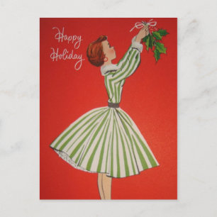 Cute retro vintage Christmas lady Holiday