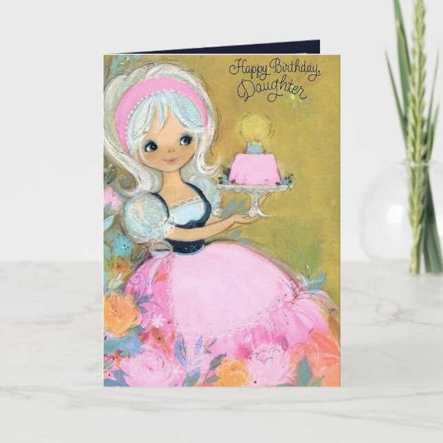 Cute retro vintage Daughter Birthday party  Card (Front)