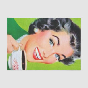cute retro vintage decoupage lady coffee tissue paper