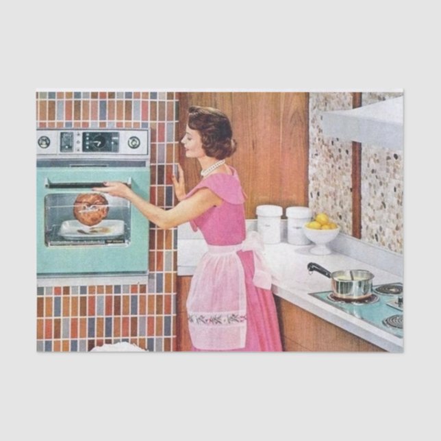cute retro vintage decoupage lady cooking tissue paper (Front)