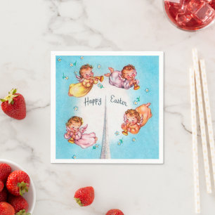 cute retro vintage Easter Angels party Napkin