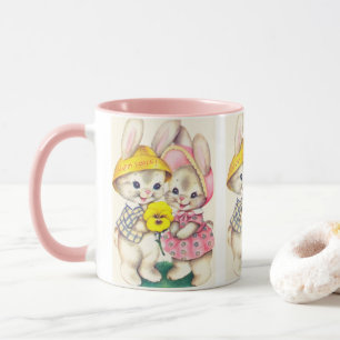 Cute retro vintage Easter bunnies Holiday mug