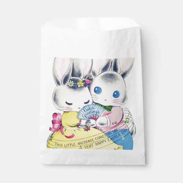 Cute retro vintage Easter bunny Favour Bags (Front)