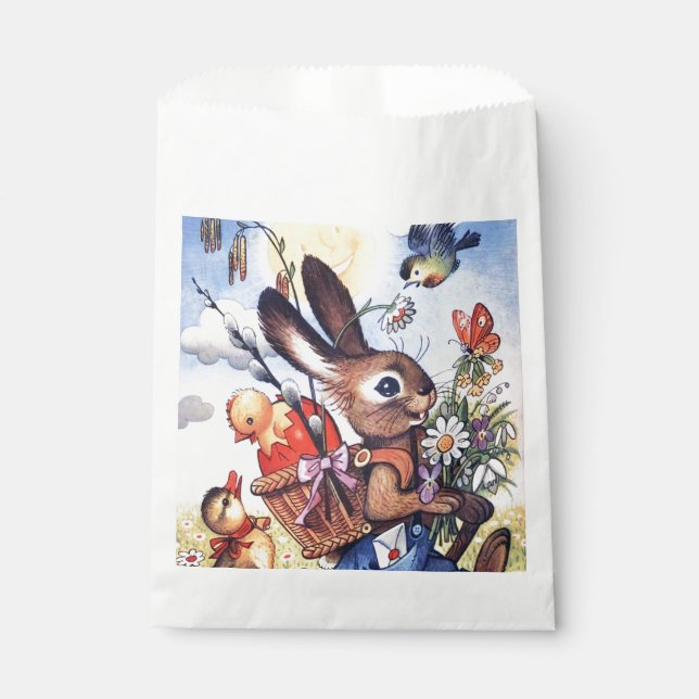 Cute retro vintage Easter bunny Favour Bags (Front)
