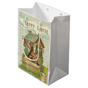 Cute Retro Vintage Easter Bunny Medium Gift Bag