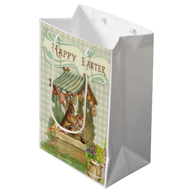 Cute Retro Vintage Easter Bunny Medium Gift Bag (Front Angled)