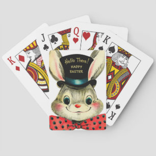 Cute retro vintage Easter bunny Playing Cards