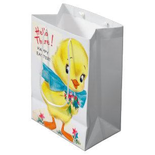 cute retro vintage Easter chick Holiday Medium Gift Bag