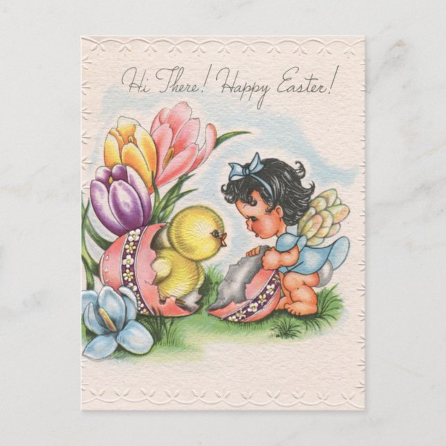 cute retro vintage Easter chick Postcard (Front)