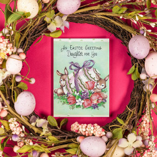 Cute retro vintage Easter Daughter add message Holiday Card