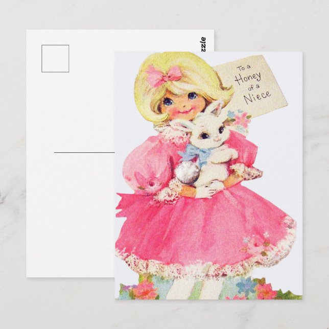 cute retro vintage Easter Niece Postcard (Front/Back)