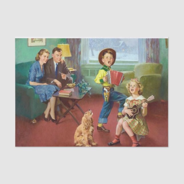 cute retro vintage Family decoupage Tissue Paper (Front)