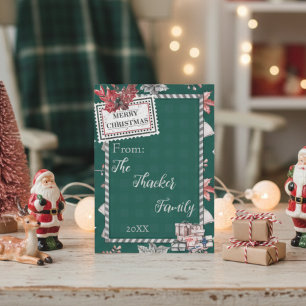 Cute Retro Vintage Green Chirstmas Card