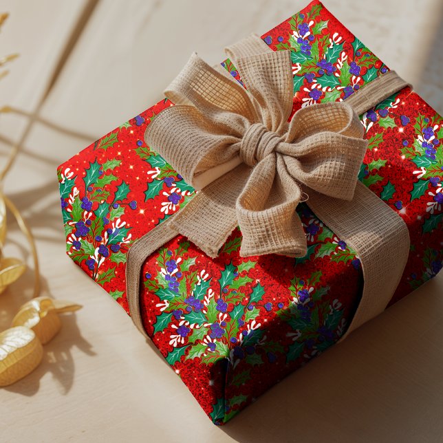 Cute retro vintage green leaves holidays  wrapping paper (Creator Uploaded)