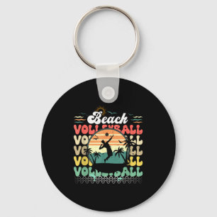 Cute retro vintage hawaii beach volleyball sunset key ring