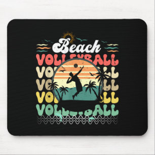 Cute retro vintage hawaii beach volleyball sunset mouse mat