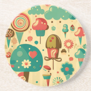 Cute retro vintage ice creams coaster