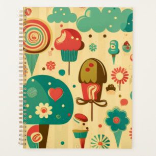 Cute retro vintage ice creams planner