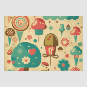 Cute retro vintage ice creams tissue paper