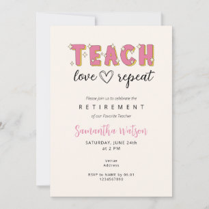 Cute Retro Vintage Invitation teach love repeat