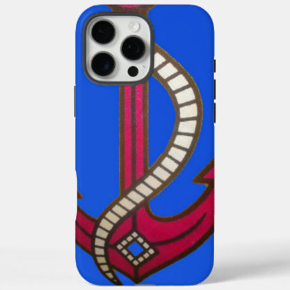 Cute Retro Vintage Navy Blue Anchor Art Design iPhone 16 Pro Max Case