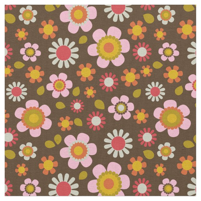 Cute Retro Vintage Pattern Fabric (Close Up)