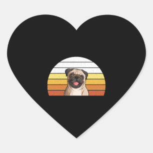 Cute Retro Vintage Pug Dog For Dog Best Friend Heart Sticker