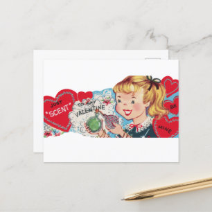 Cute retro vintage scent Valentine Holiday Postcard