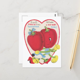Cute retro vintage tomato Valentine Postcard