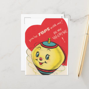 Cute retro vintage top Valentine Holiday Postcard