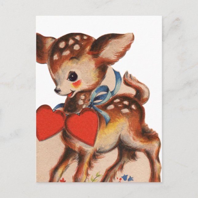 Cute retro vintage Valentine deer Holiday (Front)