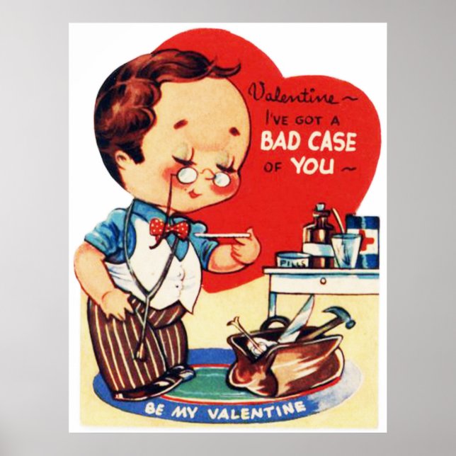 Cute retro vintage Valentine Doctor poster (Front)