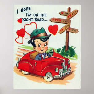 Cute retro vintage Valentine Holiday poster