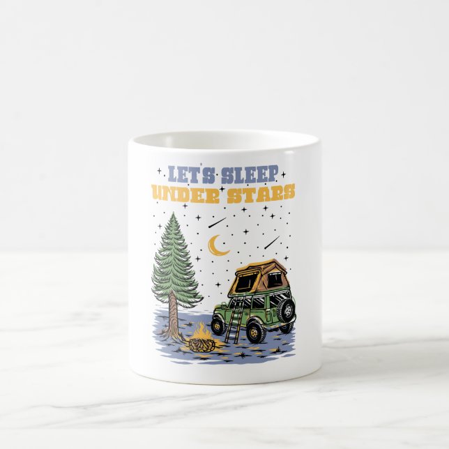 Cute Retro Wanderlust Let'S Sleep Under Stars Coffee Mug (Center)