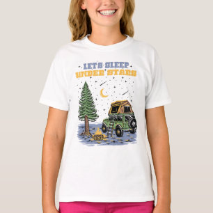 Cute Retro Wanderlust Let'S Sleep Under Stars T-Shirt