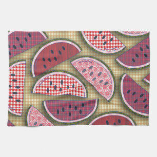 Cute Retro Watermelons Tea Towel