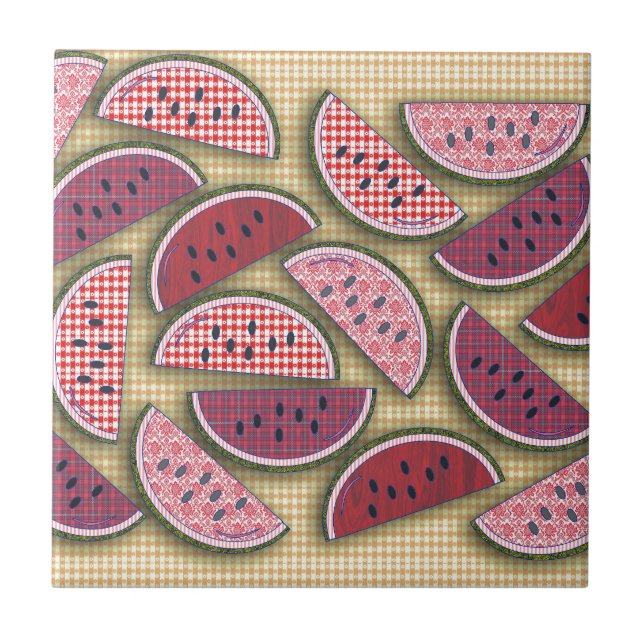 Cute Retro Watermelons Tile (Front)