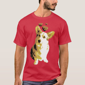 Cute Retro Welsh Corgi Dog With Hearts Vintage -82 T-Shirt