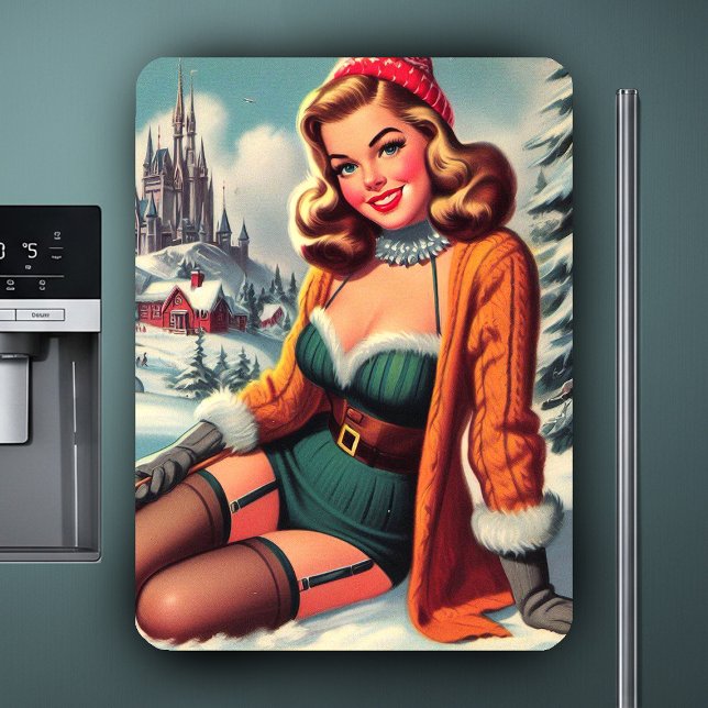 Cute Retro Winter Pin-up Magnet (Creator Uploaded)