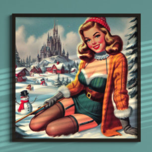 Cute Retro Winter Pin-up Poster