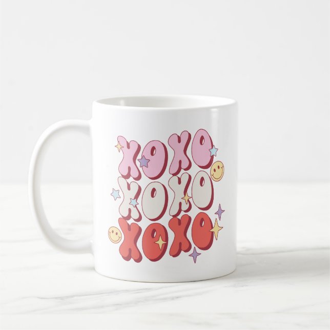 Cute Retro XOXO Valentine's Day Coffee Mug (Left)