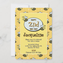 Cute Retro Yellow Striped Bumblebee Birthday