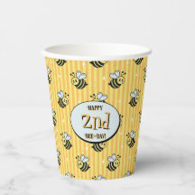 Cute Retro Yellow Striped Bumblebee Birthday