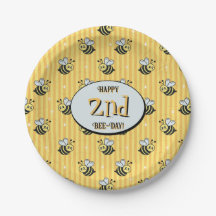 Cute Retro Yellow Striped Bumblebee Birthday
