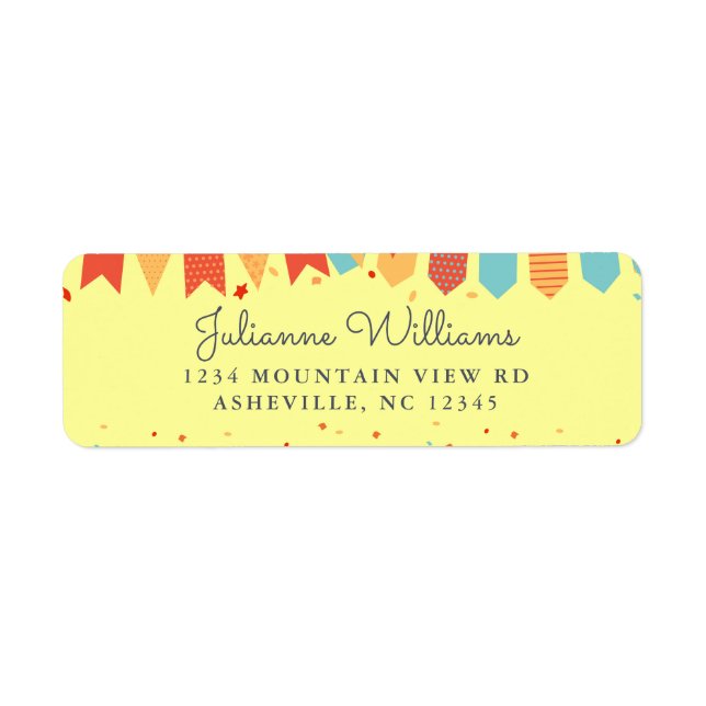 Cute Return Address Party Colourful Confetti Flags (Front)