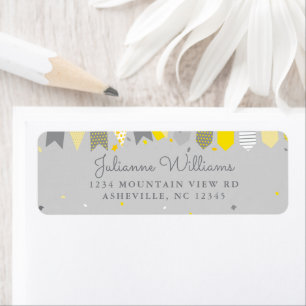 Cute Return Address Party Yellow Grey Banner