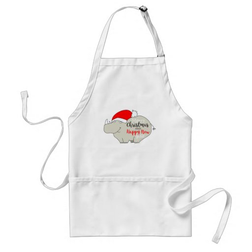 Image of Cute Rhino Cartoon - Christmas Apron Funny