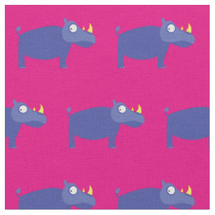 Cute Rhino Kids Baby Nursery Pink Rhinoceros Fabric